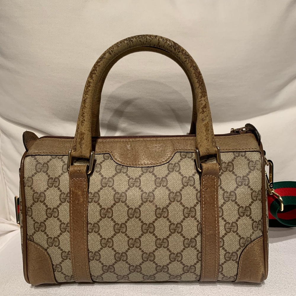 🔴SOLD🔴Vintage Gucci Boston Brown GG Monogram Bag - Picture 3 of 8